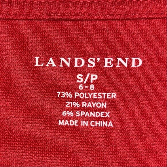 Lands’ End Women’s Small Petite Red Faux Wrap Dress 3/4 Sleeve Classic Fit - Picture 3 of 7
